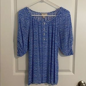 Blue and white blouse